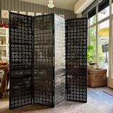 4-leaf screen in black openwork metal