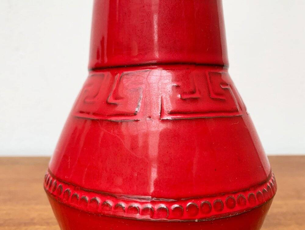 Red Italian ceramic vase from the mid-century by Bitossi, 1960s.