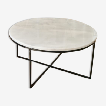 Table basse circulaire en marbre blanc Ibiza - 100cm D