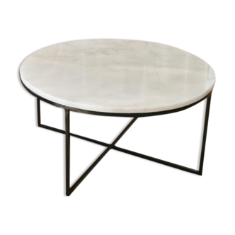 Circular coffee table in white marble Ibiza - 100cm D