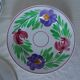 3 assiettes  plates sarreguemines, fleurs faience ancienne rouge et vert