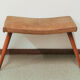 Vintage footstool brown skai leather
