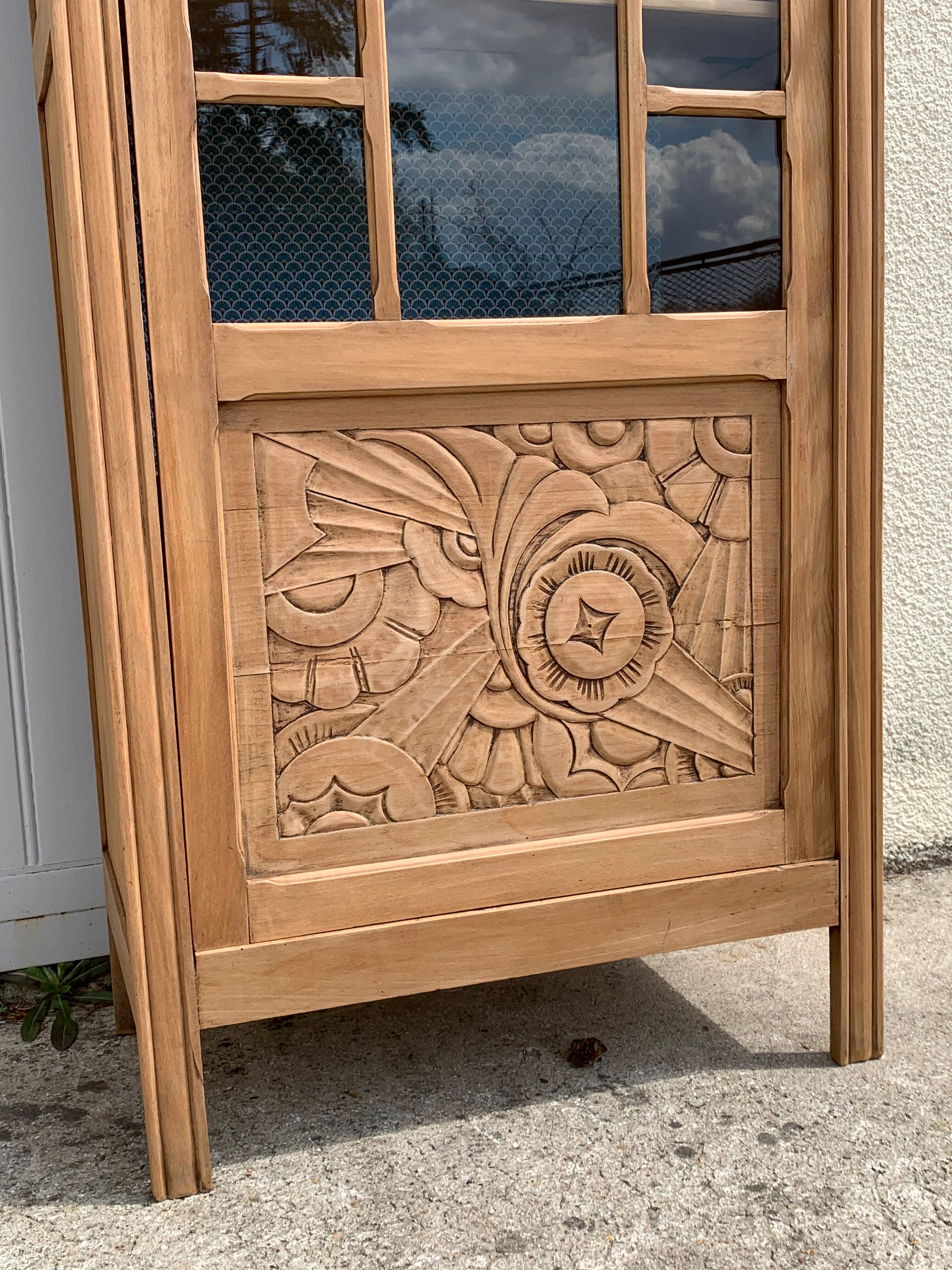 Art deco glass-glazed parisian wardrobe