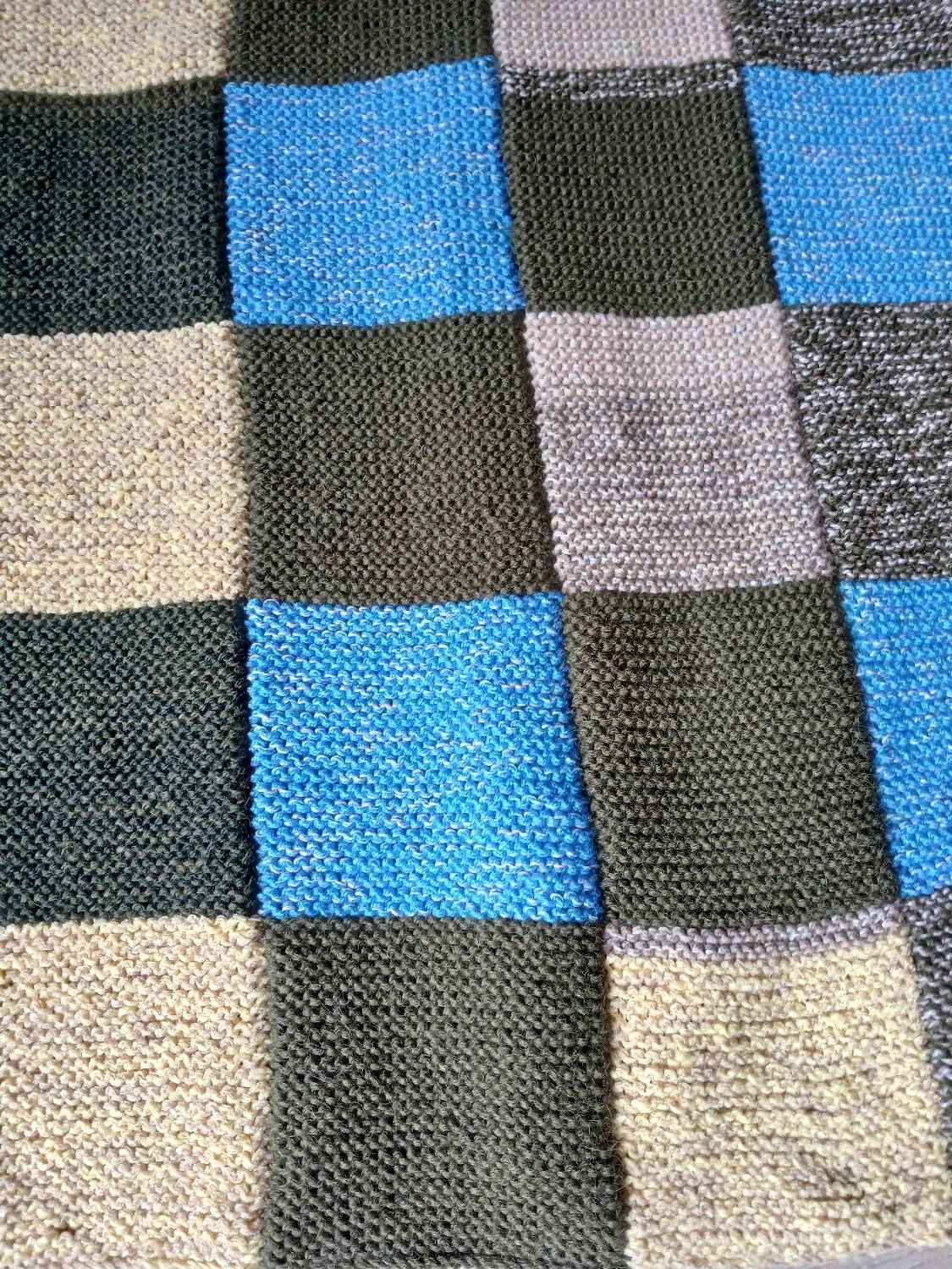 Plaid patchwork tricoté main