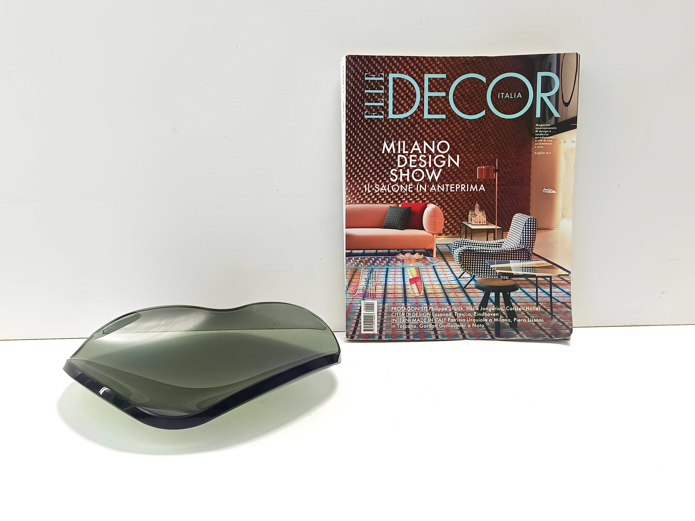 Thick Dark Green Glass Centerpiece / Trinket Bowl attr. to Fontana Arte, It