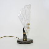 Foliage table lamp in glass and anthracite gray metal. 80 years
