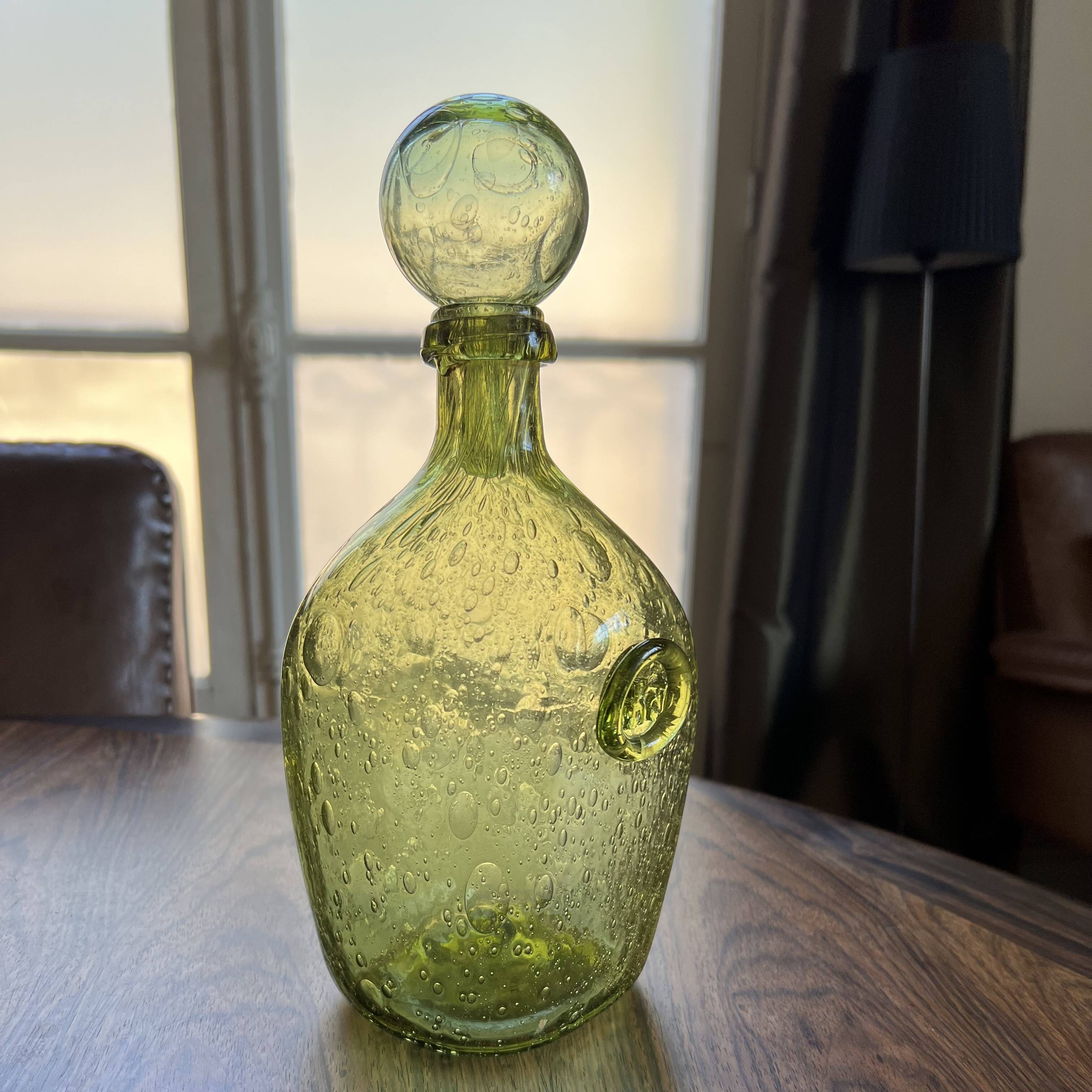 Biot carafe in blown glass