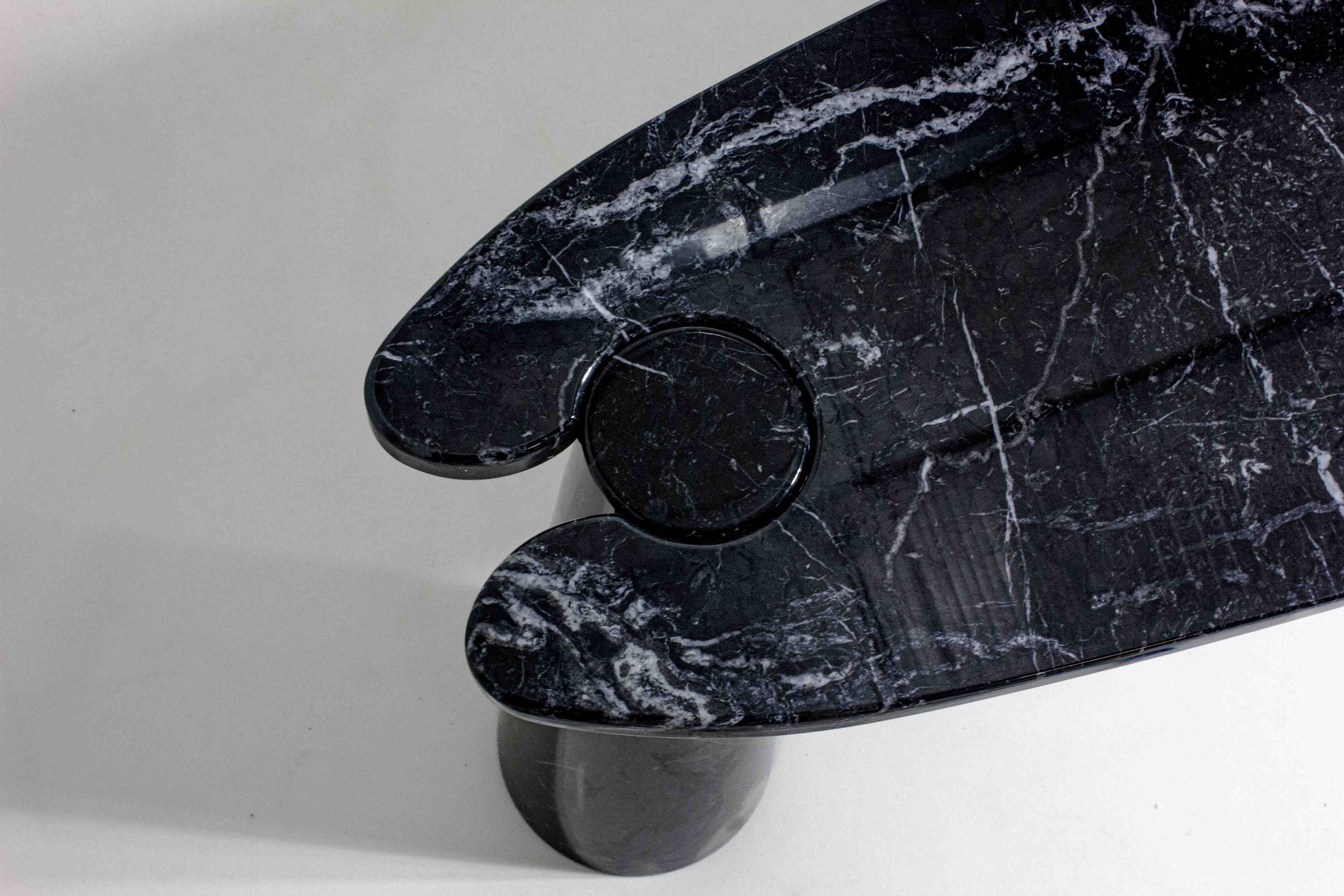 'Eros' console table in black marquina marble by Angelo Mangiarotti