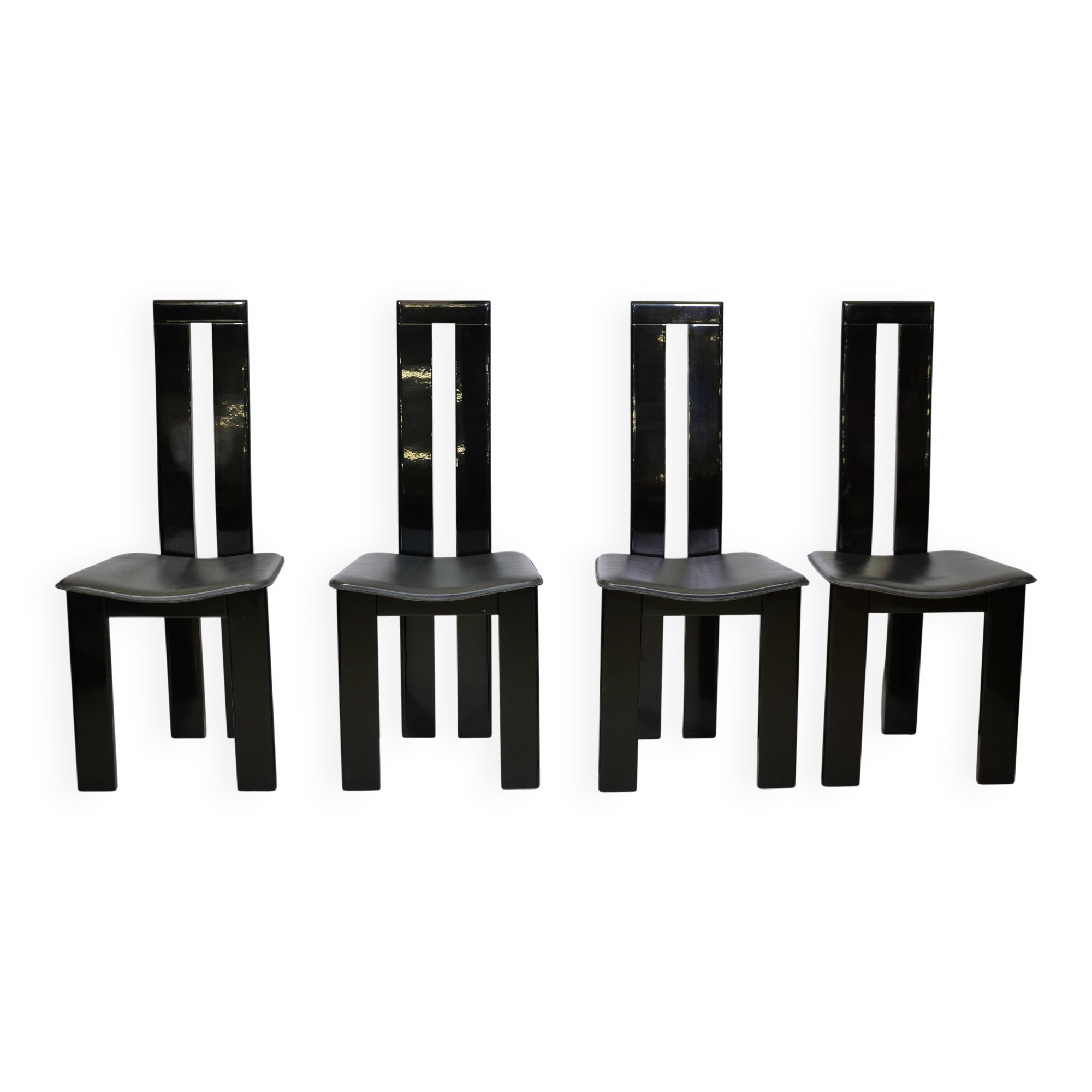 Postmodern Black Dining Chairs by Pietro Costantini, Set of 4, 1970s