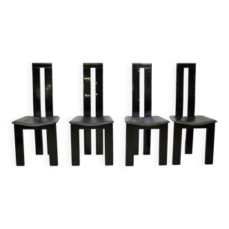 Postmodern Black Dining Chairs by Pietro Costantini, Set of 4, 1970s