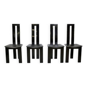 Postmodern Black Dining Chairs by Pietro Costantini, Set of 4, 1970s