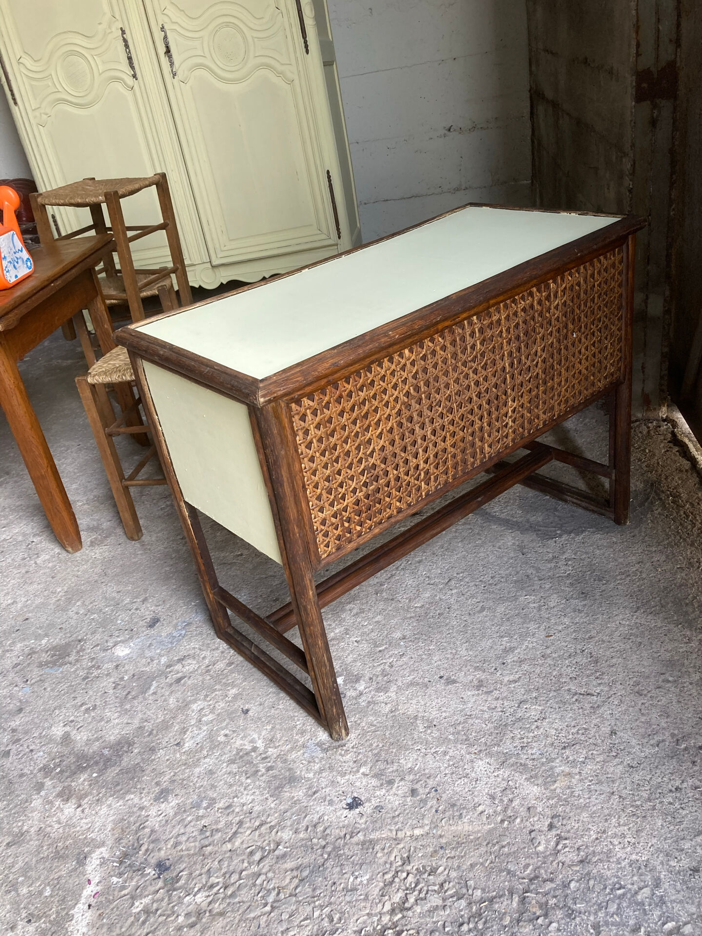 Parisian desk wicker wood bamboo