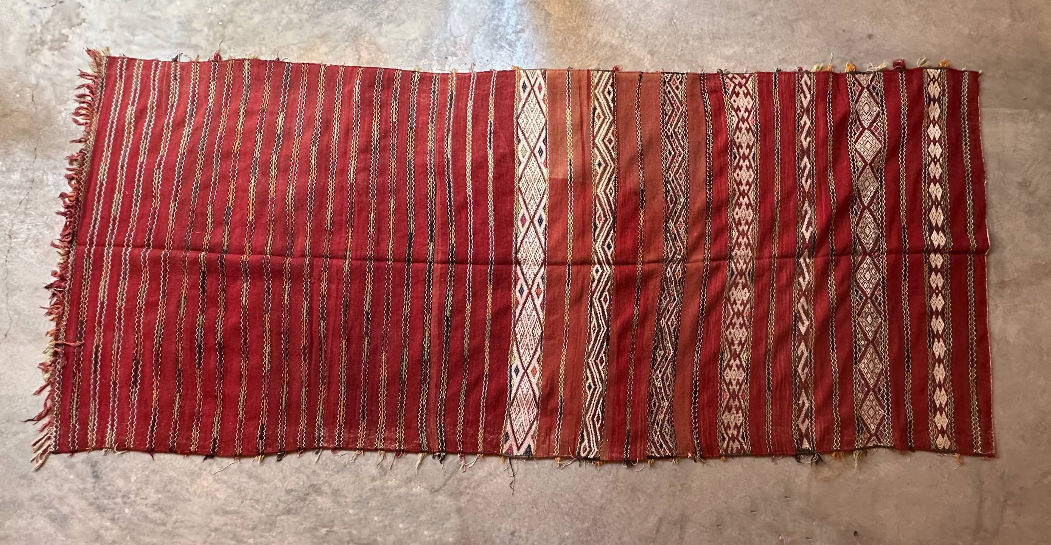 Moroccan kilim zemmour rug - 386 x 168 cm