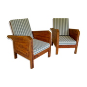 Fauteuils de véranda vintage en bois avec marqueterie incrustée 1930s