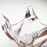 Large Modern Crystal Glass Fruit Bowl from the Mid-Century by Art Vannes, France, 1960s