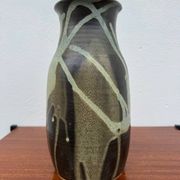 Stoneware vase with drips in the style of Jean Pointu