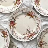 6 polychrome ironstone dinner plates "Wentworth" by Emile Bourgeois