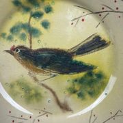 Dessert service signed Costa Diaz, 6 plates, Catalan earthenware 1950.