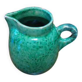 Glazed terracotta cream pot in Provence green