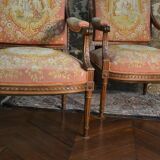 Pair of Louis XVI Style Armchairs in Walnut