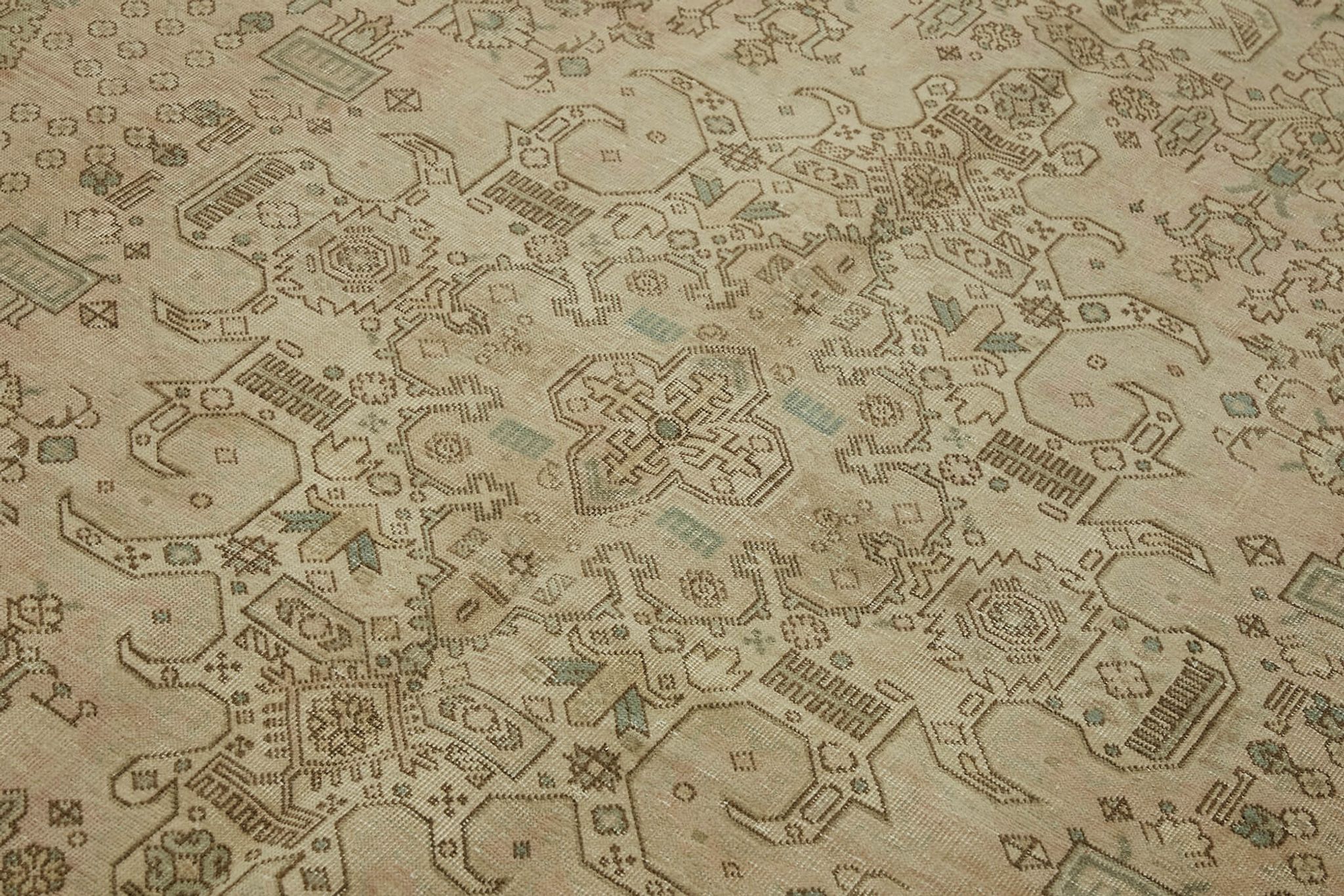 Hand-Knotted Persian One of a Kind 1970s 190 cm x 289 cm Beige Wool Carpet