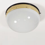 Bauhaus ceiling lamp with opaline glass and bakelite