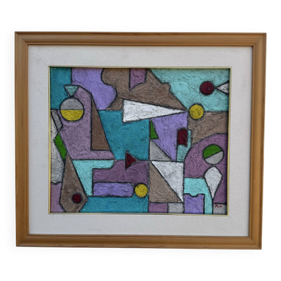 Tableau abstrait géométrique coloré