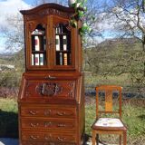 3-in-1 furniture: chest of drawers, secretary, and display cabinet, in walnut.