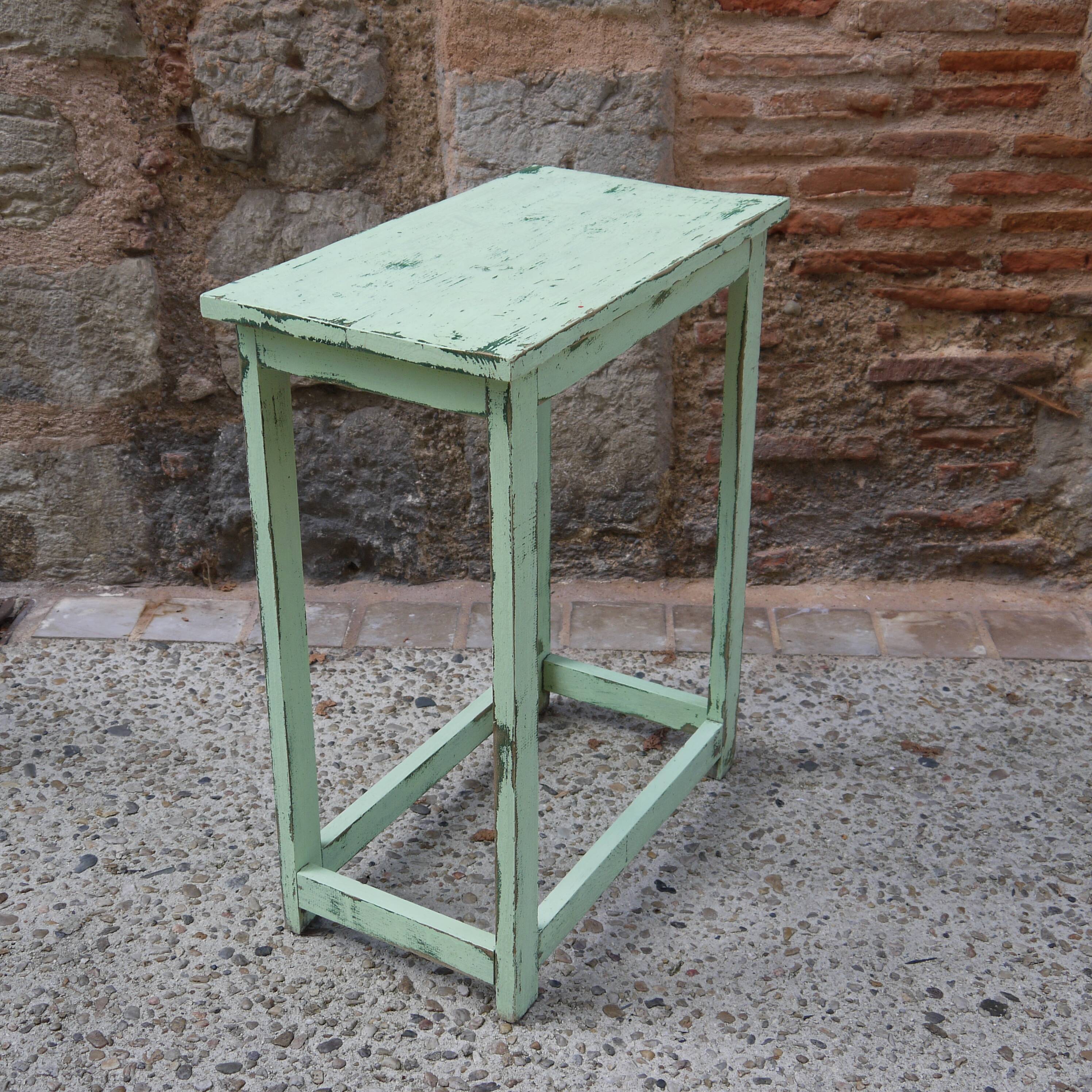 Console établi en bois patinée