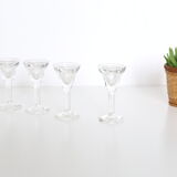 Set de 4 verres à liqueur, verre à pieds, vintage