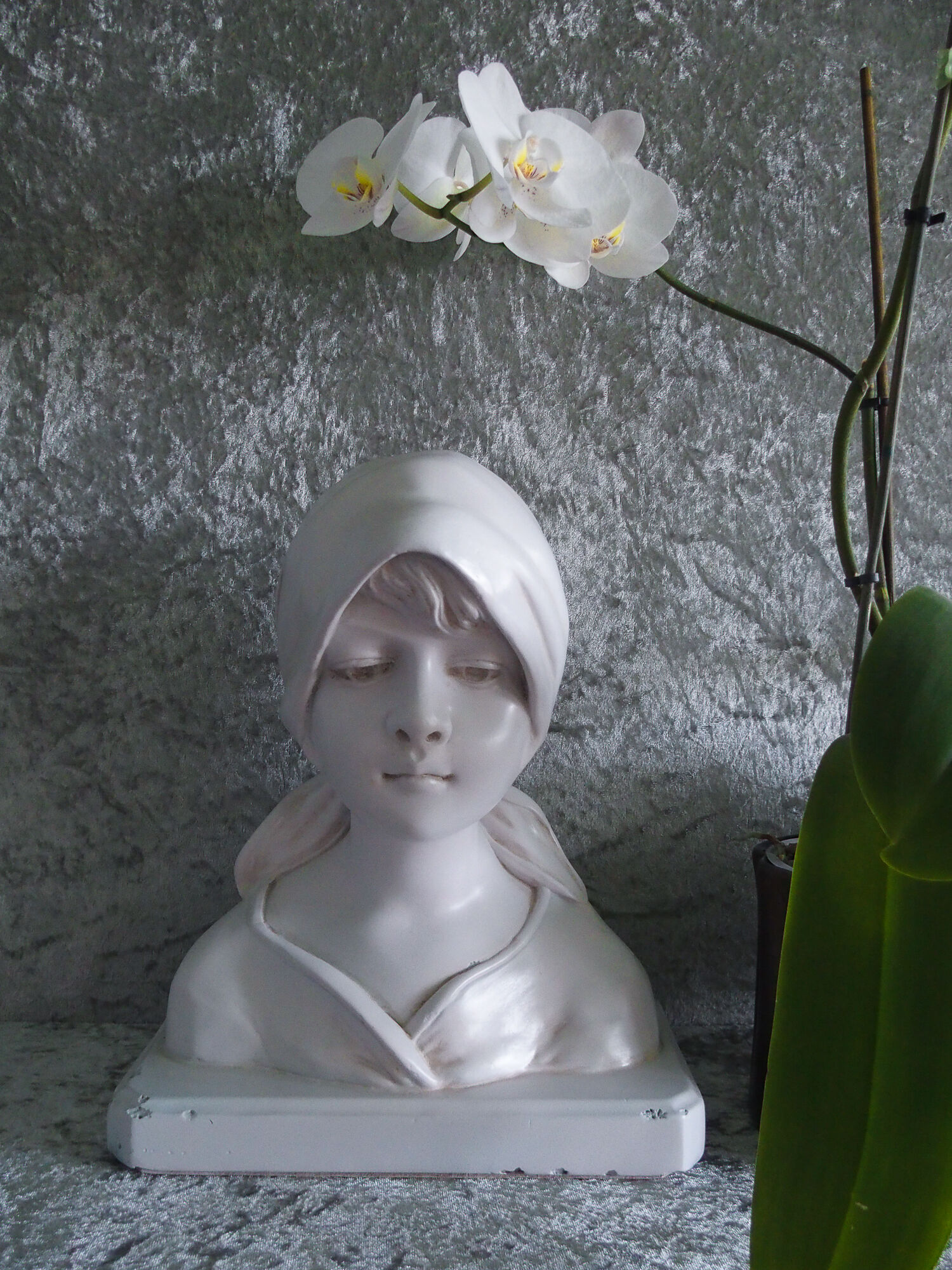 Plaster bust of young peasant girl