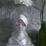 Plaster bust of young peasant girl