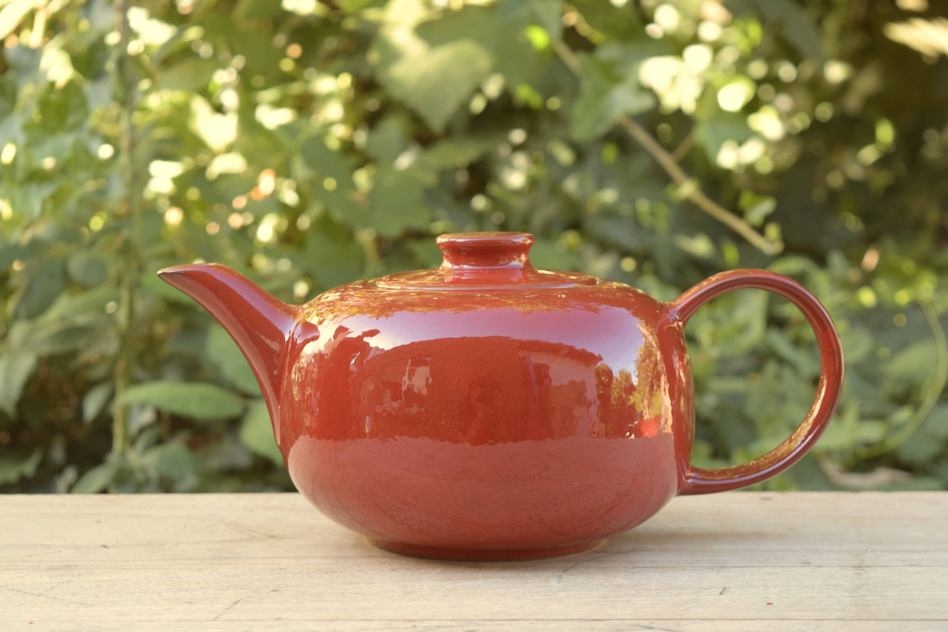 Vintage Melitta Ceracron red teapot - Glazed ceramic - Made in Germany - 1970s