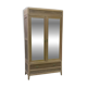 2-door, 1-drawer mirrored cabinet in art deco style, raw oak wood
