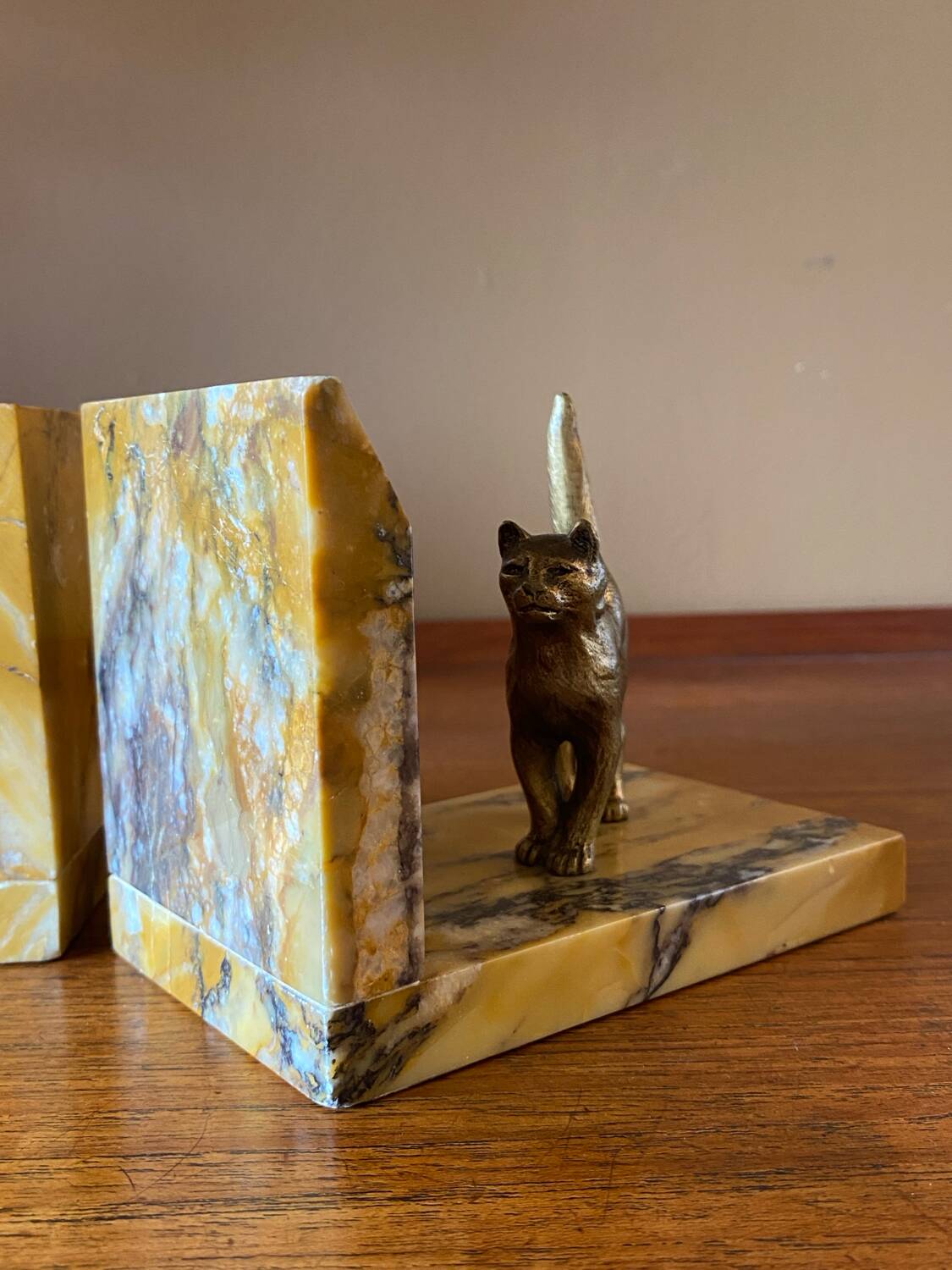 Art deco bookends by Jean Garnier, bronze and marble.