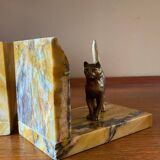 Art deco bookends by Jean Garnier, bronze and marble.