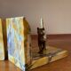 Art deco bookends by Jean Garnier, bronze and marble.