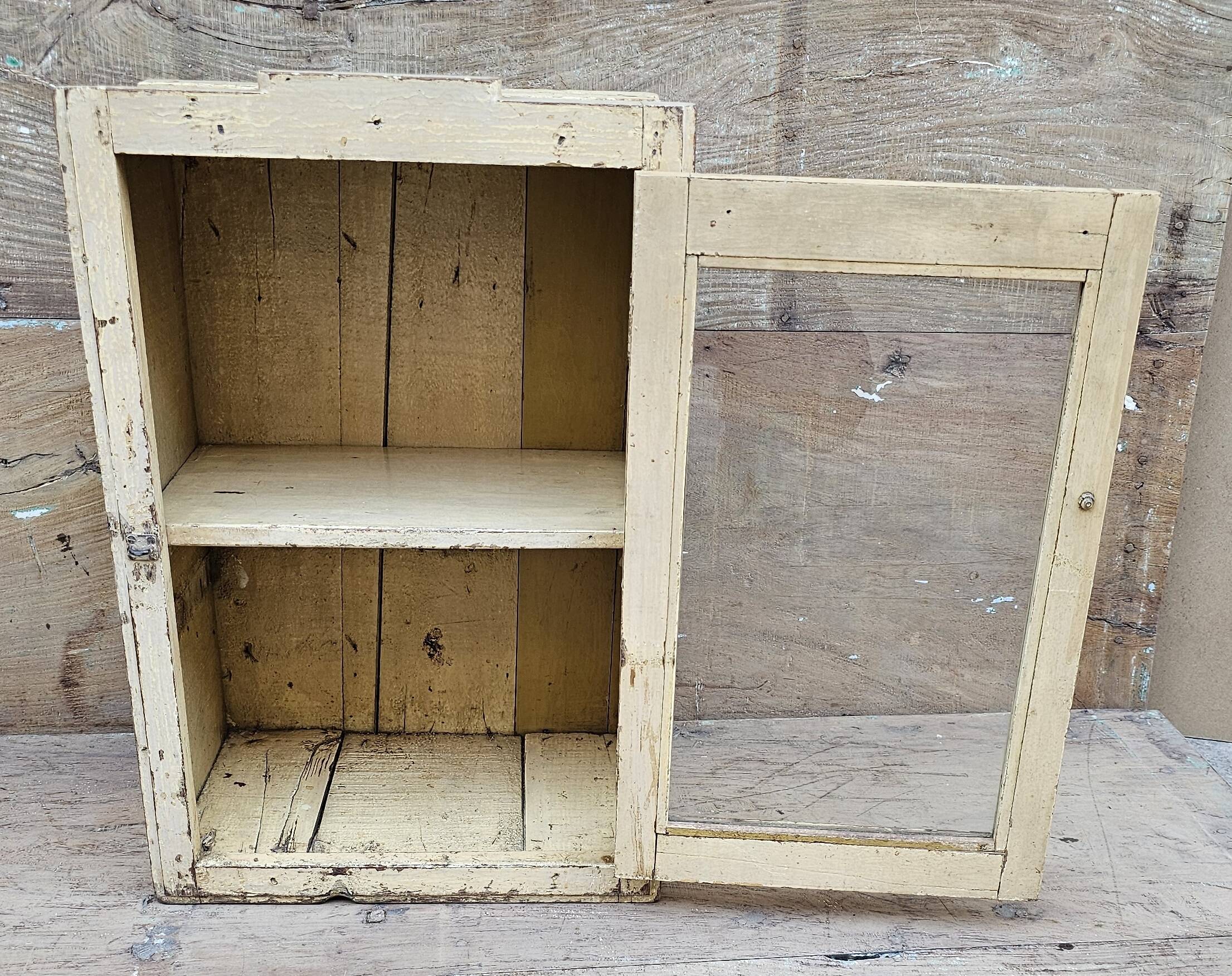 Antique Art Deco wall display cabinet in Burmese teak.