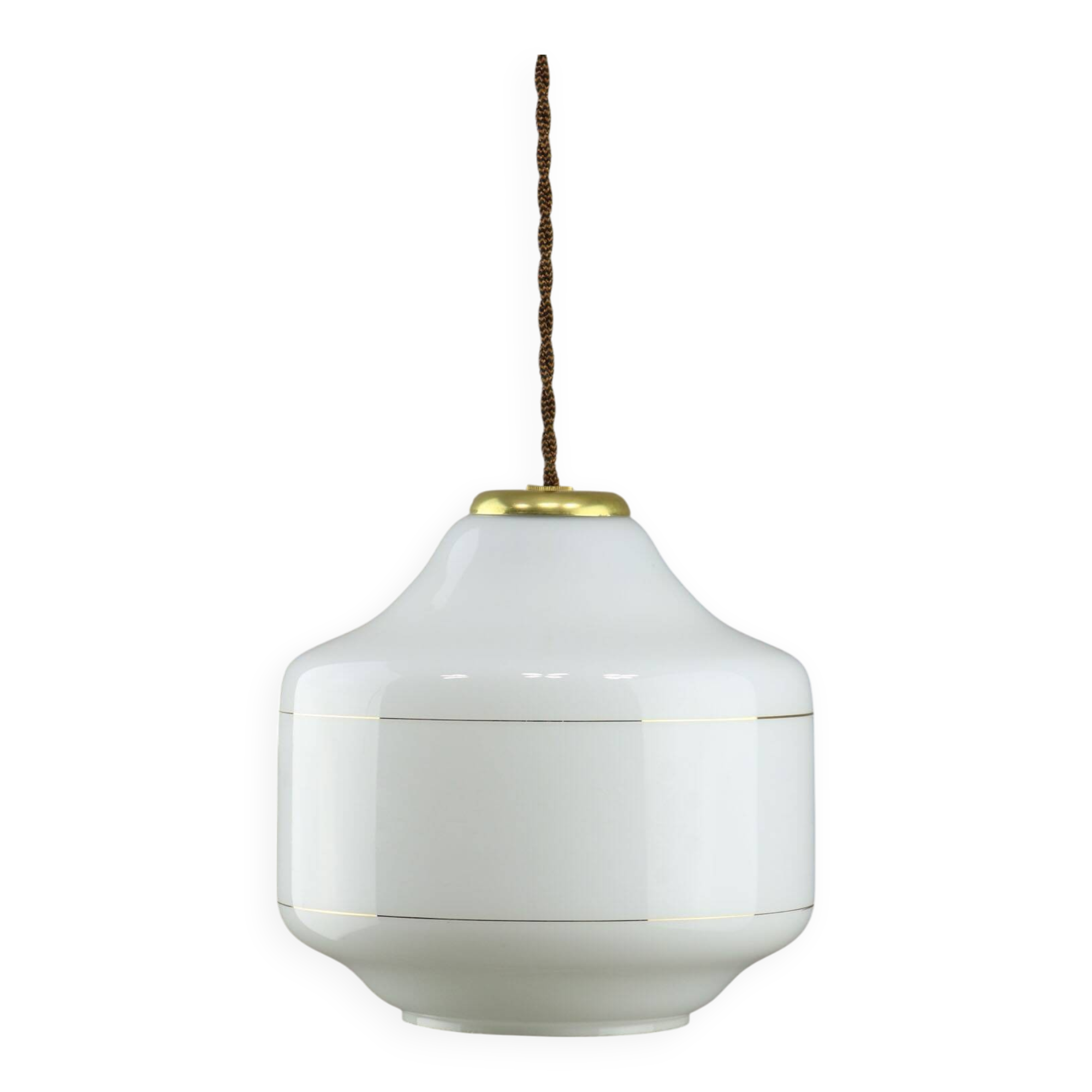Mid-Century Italian Opaline and Brass Pendant Lamp