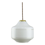 Mid-Century Italian Opaline and Brass Pendant Lamp