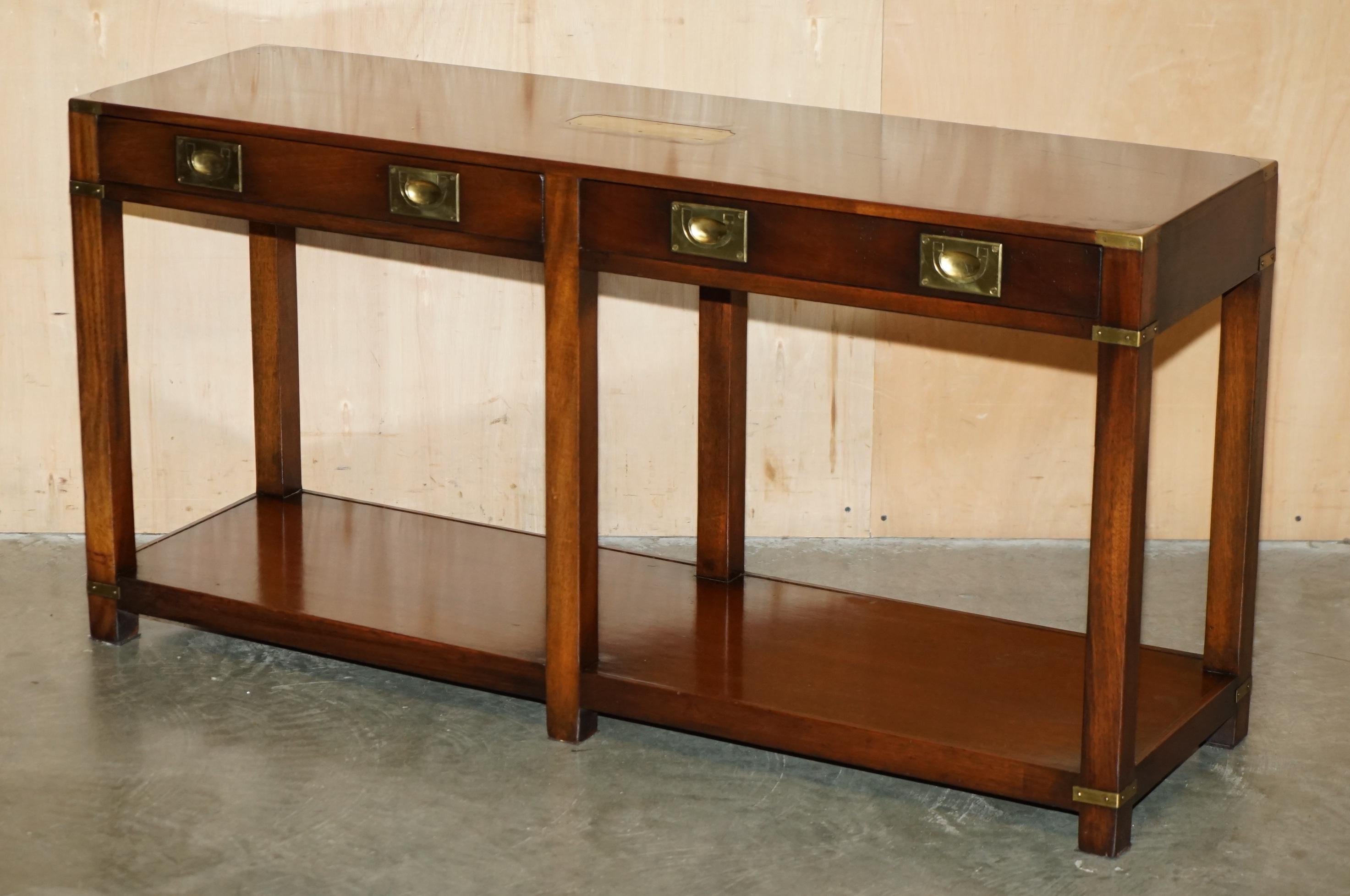 Kennedy Harrods military campaign console with two drawers