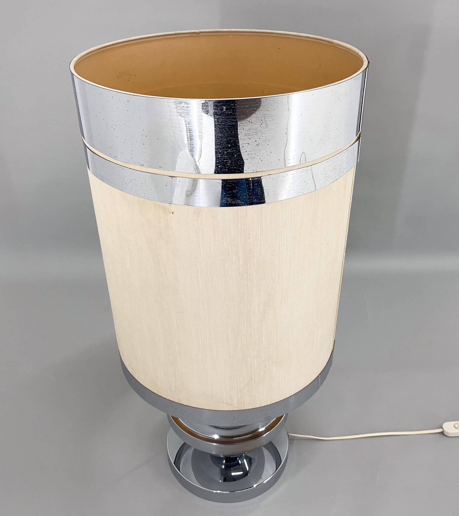 Large Mid-century Italian Chrome Table Lamp, 1970s