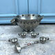 French pewter punch bowl set with 10 cups and ladle – grapevine Etain