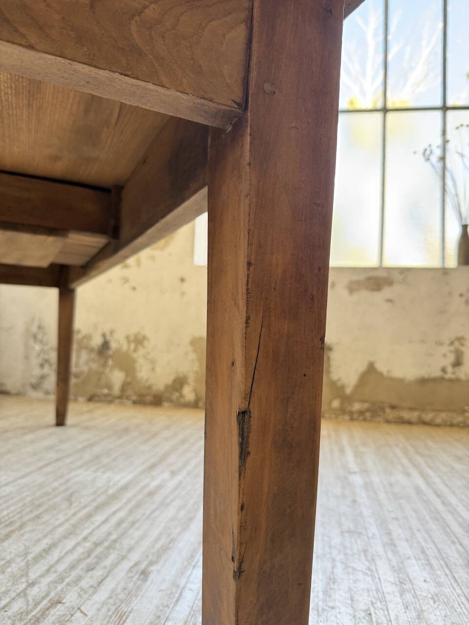 Pine and oak + walnut farmhouse table 1950