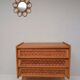 Vintage wood and rattan chest of drawers