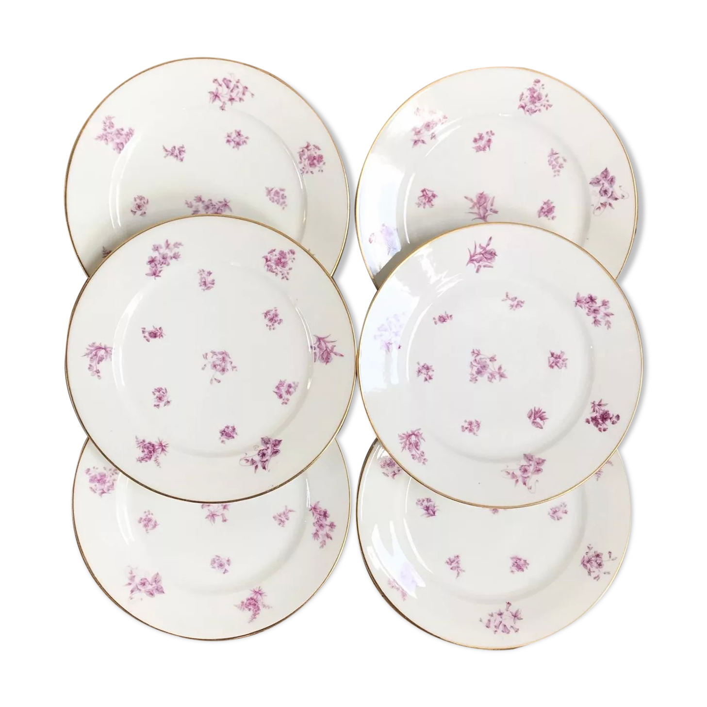 Set of 6 porcelain dessert plates