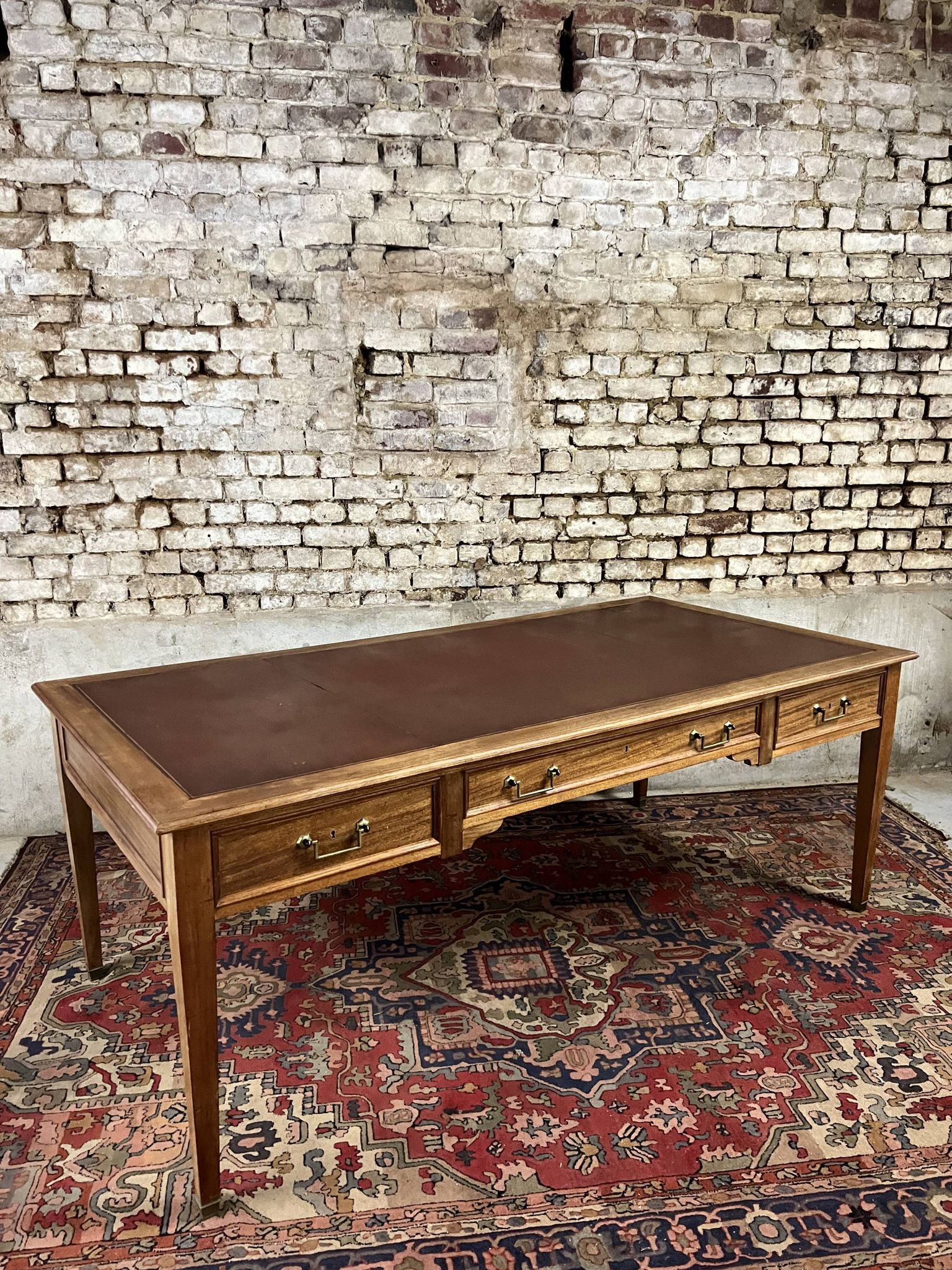 Flat desk double faces of minister mahogany style Louis XVI XIX th century