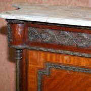 Louis Buffet in Walnut 19th Century with Drawers, Marble and Bronze Ornaments