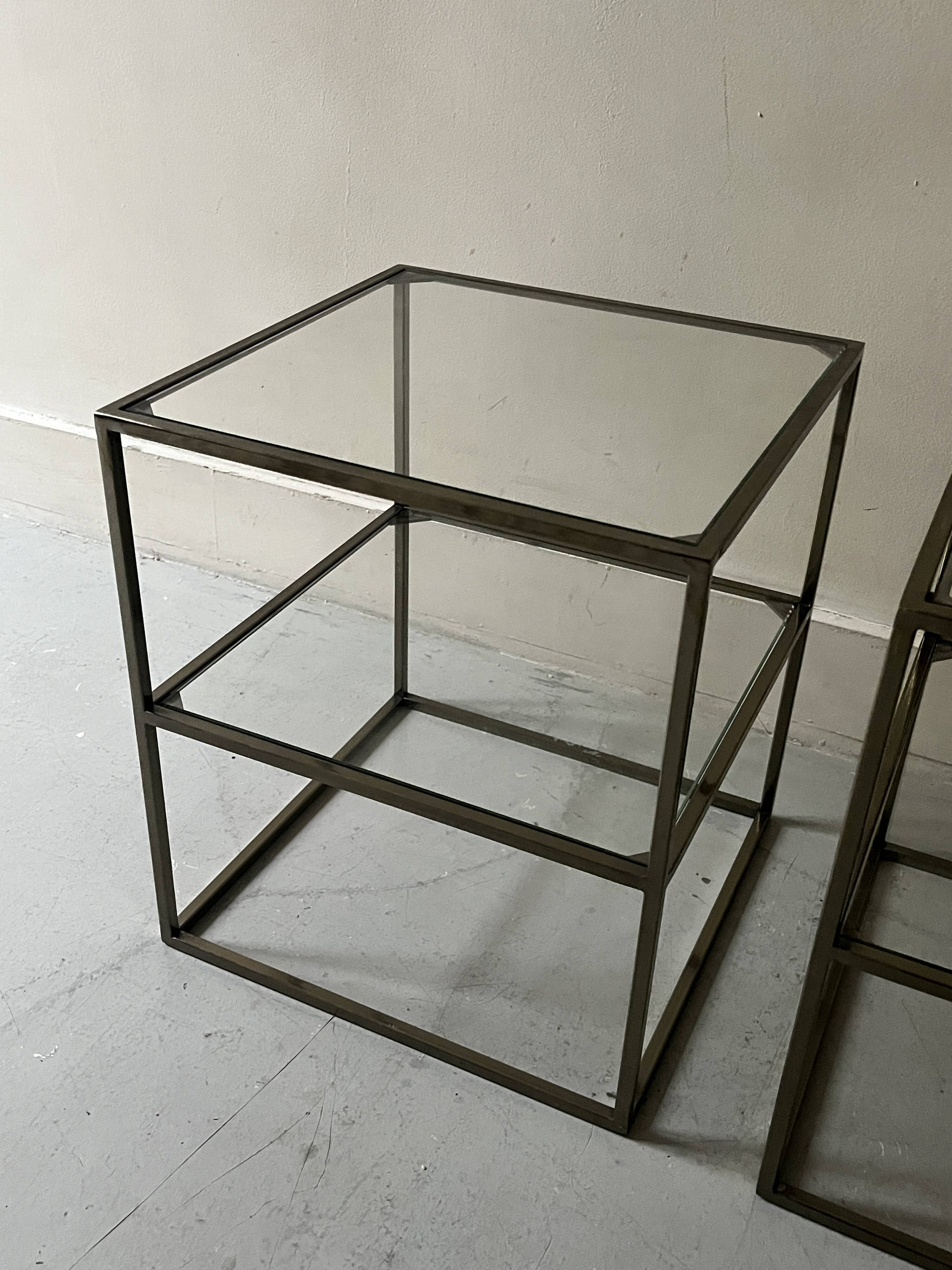 Vintage metal and glass bedside / side table, circa 1970 design