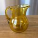 Jug / Glass Bullied Pitcher Biot Yellow Amber Honey Signed